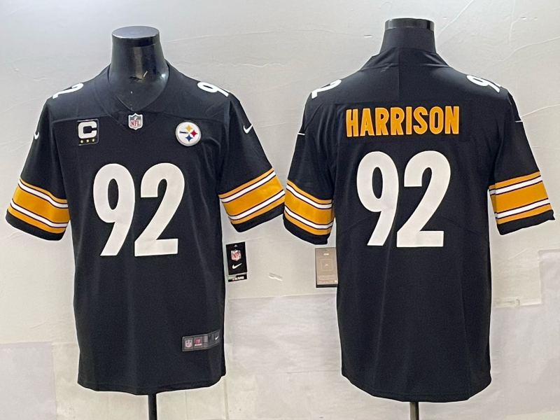 Men Pittsburgh Steelers 92 Harrison black Nike NFL Jersey 005